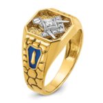 IBGoodman 10k Two-tone Men's Polished and Textured with Blue Enamel and Diamond Blue Lodge Master Masonic Ring - Image 6
