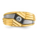 IBGoodman 14k with Black Rhodium Men's Polished and Grooved 1/6 Carat AA Quality Diamond Ring - Image 6