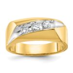 14k IBGoodman Men's Polished and Grooved 3-Stone Ring Mounting
