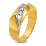 14k IBGoodman Men's Polished and Grooved 3-Stone Ring Mounting - Image 8