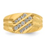 IBGoodman 14k Men's Polished Satin and Grooved 1/2 Carat AA Quality Diamond Ring - Image 6