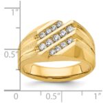 IBGoodman 14k Men's Polished Satin and Grooved 1/2 Carat AA Quality Diamond Ring - Image 3