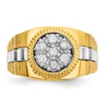 IBGoodman 14k Two-tone Men's Polished Satin and Textured 1/2 Carat AA Quality Diamond Cluster Ring - Image 6