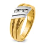 IBGoodman 14k Two-tone Men's Polished and Grooved 3-Stone 1/5 Carat AA Quality Diamond Ring - Image 8