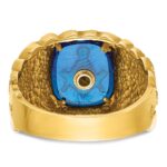 IBGoodman 10k Men's Polished and Nugget Textured with Blue Enamel and Lab Created Sapphire Blue Lodge Master Masonic Ring - Image 7