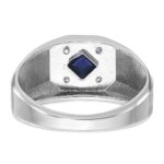 14k White Gold IBGoodman Men's Gemstone and Diamond Satin Ring Mounting - Image 7