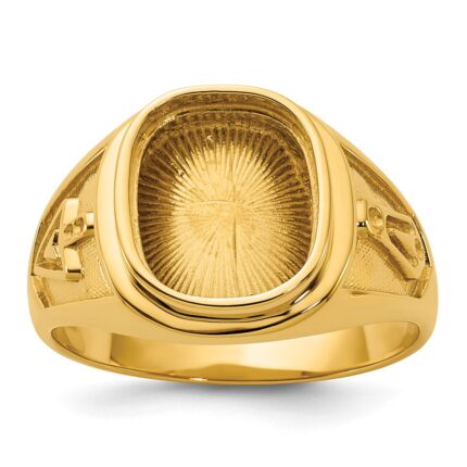 IBGoodman 14k Men's Polished and Textured Blue Lodge Master Masonic Ring Mounting