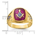 IBGoodman 14k Men's Polished and Textured with Blue Enamel and Lab Created Ruby Blue Lodge Master Masonic Ring - Image 8