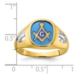 IBGoodman 14k with White Rhodium Men's Polished and Textured with Lab Created Sapphire Blue Lodge Master Masonic Ring - Image 3