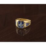 IBGoodman 10k Men's Polished and Textured Blue Lodge Master Masonic Ring Mounting - Image 3