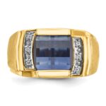 10k IBGoodman Men's Cr. Sapphire and Diamond Complete Ring - Image 6