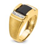 10k IBGoodman Men's Onyx and Diamond Complete Ring - Image 7