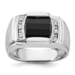14k White Gold IBGoodman Men's Satin Onyx and Diamond Ring Mounting
