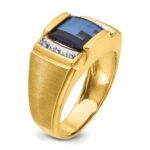 14k IBGoodman Men's Created Sapphire and 1/20 carat Diamond Complete Ring - Image 8