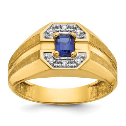 14k IBGoodman Men's Gemstone and Diamond Satin Ring Mounting