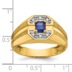 14k IBGoodman Men's Created Sapphire and 1/20 carat Diamond Satin Complete Ring - Image 3