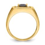 10k IBGoodman Men's Cr.Sapphire and Diamond Satin Complete Ring - Image 2