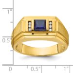 10k IBGoodman Men's Cr.Sapphire and Diamond Satin Complete Ring - Image 3