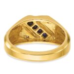 14k IBGoodman Men's Created Sapphire and Diamond Satin Complete Ring - Image 7