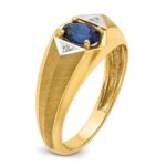 14k IBGoodman Men's Created Sapphire and Diamond Satin Complete Ring - Image 8