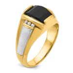 14k Two-tone IBGoodman Men's Satin Onyx and 1/10 carat Diamond Complete Ring - Image 6