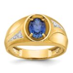 14k IBGoodman Men's Gemstone and Diamond Satin Ring Mounting