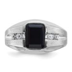 IBGoodman 14k White Gold Men's Polished and Satin Onyx and 1/8 Carat AA Quality Diamond Ring - Image 6
