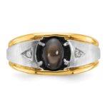 IBGoodman 10k Two-tone Men's Polished Satin and Grooved Black Star Sapphire and A Quality Diamond Ring - Image 5