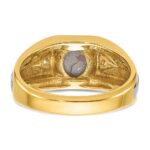 IBGoodman 10k Two-tone Men's Polished Satin and Grooved Gemstone and Diamond Ring Mounting - Image 6