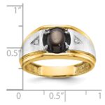 IBGoodman 10k Two-tone Men's Polished Satin and Grooved Gemstone and Diamond Ring Mounting - Image 3