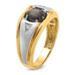 IBGoodman 14k Two-tone Men's Polished Satin and Grooved Gemstone and Diamond Ring Mounting - Image 6