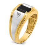 10k Two-tone IBGoodman Men's Satin Onyx and Diamond Complete Ring - Image 8