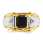 14k Two-tone IBGoodman Men's Satin Onyx and Diamond Complete Ring - Image 6