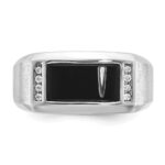 14k White Gold IBGoodman Men's Satin Onyx and 1/15 carat Diamond Complete Ring - Image 6