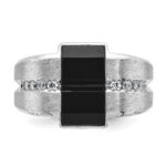 14k White Gold IBGoodman Men's Satin Onyx and 1/6 carat Diamond Complete Ring - Image 6