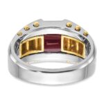 14k Two-tone IBGoodman Men's Created Garnet Complete Ring - Image 7