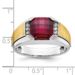 IBGoodman 14k Two-tone Men's Polished and Satin Gemstone and Diamond Ring Mounting - Image 3