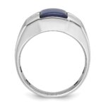 14k White Gold IBGoodman Men's Created Blue Star Sapphire and 1/15 carat Diamond Satin Complete Ring - Image 2