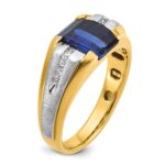 14k Two-tone IBGoodman Men's Created Sapphire and 1/8 carat Diamond Complete Ring - Image 8