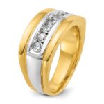 IBGoodman 14k Two-tone Men's Polished and Grooved 7-Stone 3/4 Carat AA Quality Diamond Ring - Image 6