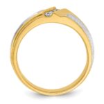 IBGoodman 14k Two-tone Men's Polished Satin and Grooved 3-Stone Ring Mounting - Image 2