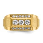 14k IBGoodman Men's Polished and Satin 3-Row Ring Mounting - Image 6