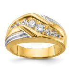 IBGoodman 14k Two-tone 1 carat Lab Grown Diamond VS/SI+ G+ Complete Polished and Grooved Men's Ring