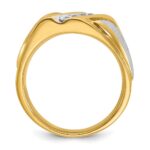 IBGoodman 14k Two-tone Men's Polished Satin and Grooved 4-Stone Ring Mounting - Image 2