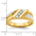 IBGoodman 14k Two-tone Men's Polished Satin and Grooved 4-Stone Ring Mounting - Image 3