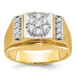 IBGoodman 14k Two Tone 1/2 carat Lab Grown Diamond VS/SI+ G+ Complete Men's Polished and Satin Cluster Ring