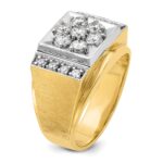 IBGoodman 14k Two-tone Men's Polished and Satin 1 Carat AA Quality Diamond Cluster Ring - Image 6