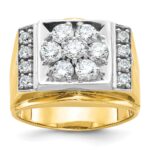 14k Two-tone IBGoodman Men's Polished and Satin Cluster Ring Mounting