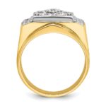 IBGoodman 14k Two-tone Men's Polished and Satin 1 1/2 Carat AA Quality Diamond Cluster Ring - Image 2