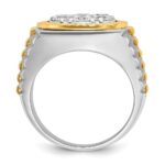 IBGoodman 14k Two-tone Men's Polished Satin and Diamond-cut Round Cluster Ring Mounting - Image 2